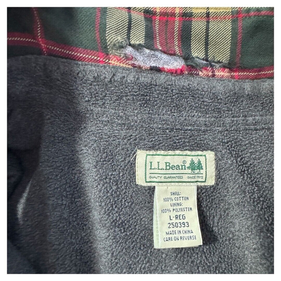 Vintage L.L. Bean mens Jacket Size Large Flannel Lined Plaid Distressed - Picture 4 of 4